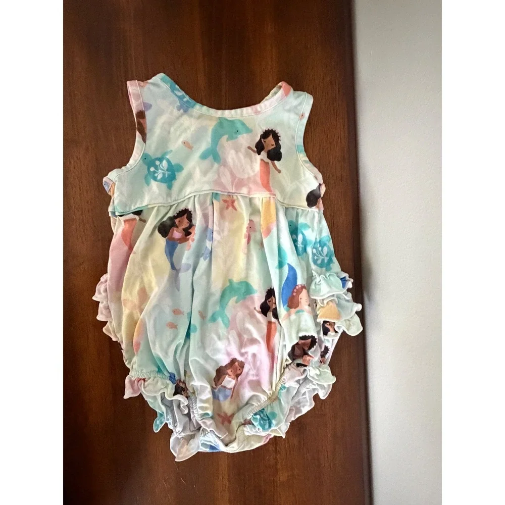Little Sleepies Play Mermaid Bamboo Bubble Romper Size 12-18 Months